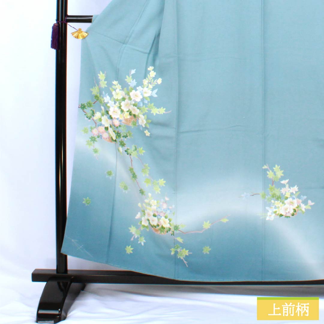 リサイクル着物】訪問着 正絹 Sランク 袷 身丈155.5cm 裄丈63cm 砧青磁