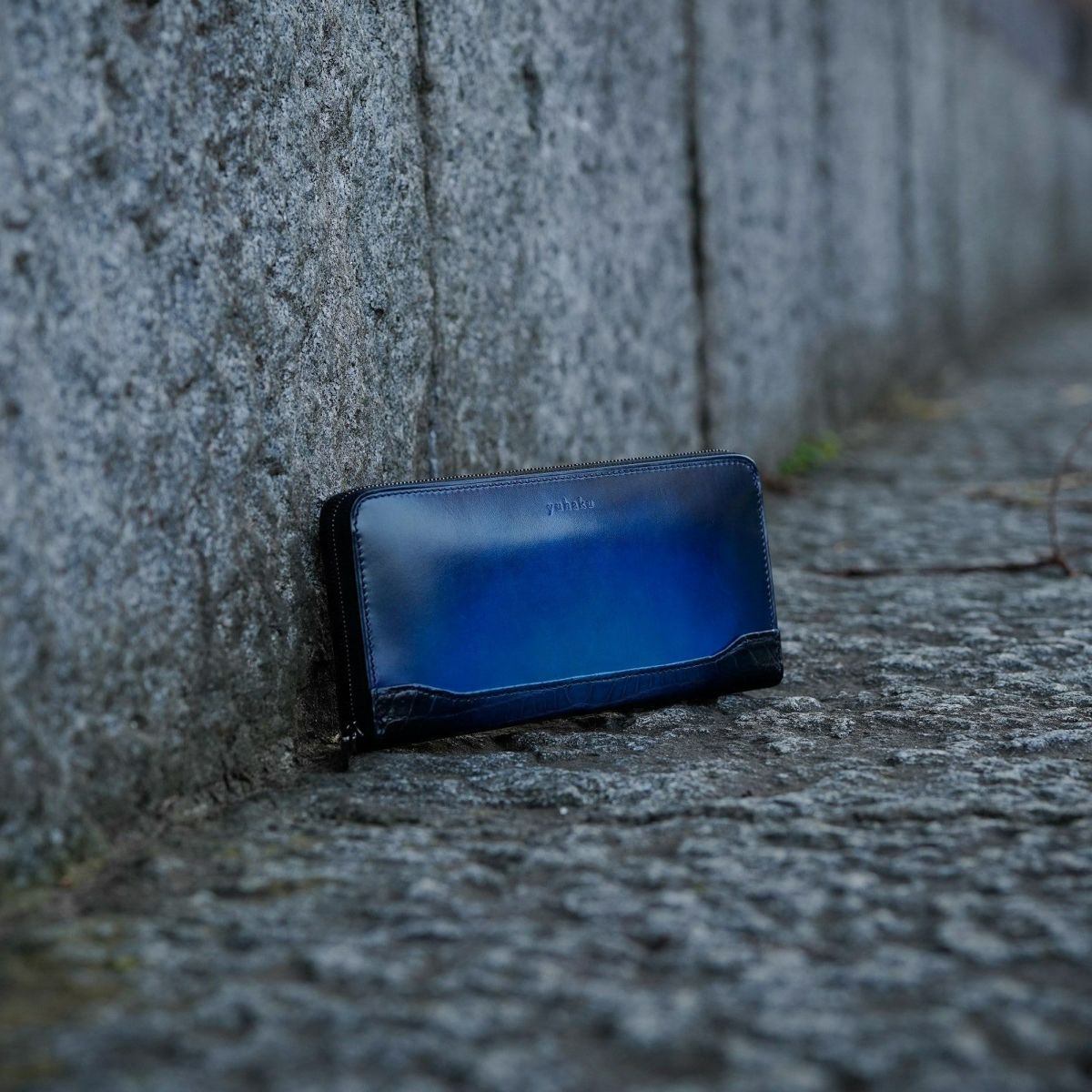 YCA114 クロコダイルコンビラウンドファスナーウォレット ｜美しい色彩