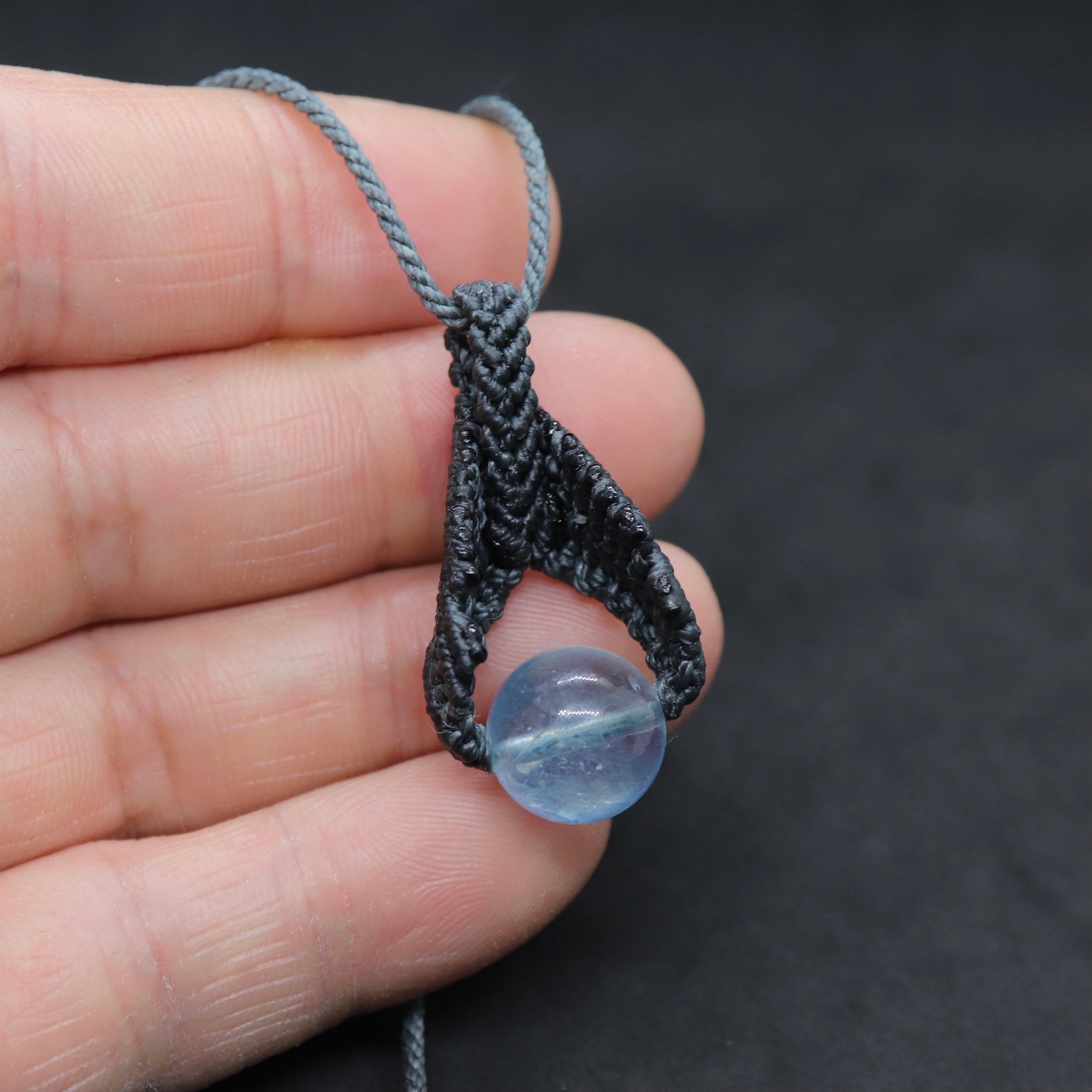 クンツァイト＆シトリン＆アメジストのマクラメ編みネックレス