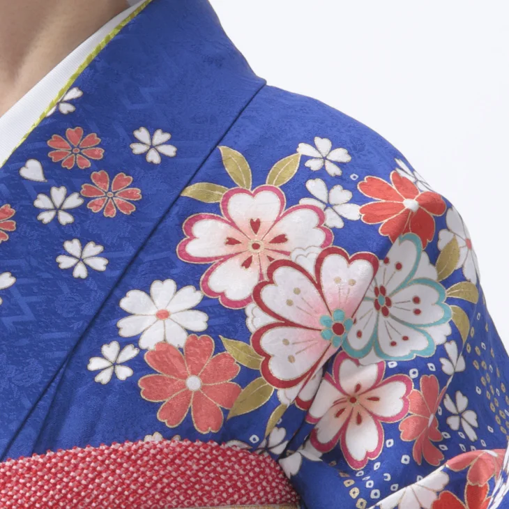 f0319172r】【青・紺系】振袖 レンタル フルセット Lサイズ 【状態:A