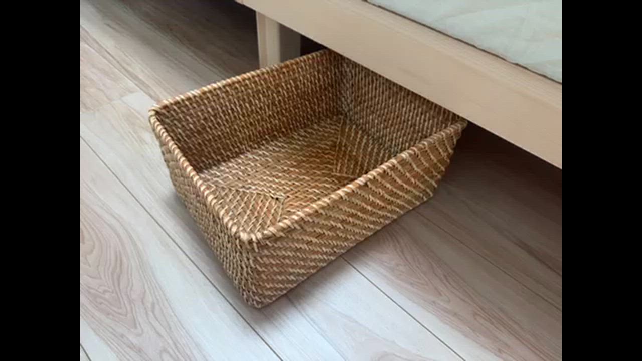 無印良品 重なるラタン長方形バスケット・中 (V)約幅36*奥行26*高さ