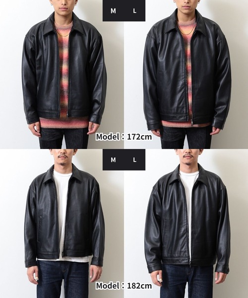 BEAMS（ビームス） ブルゾン アウター ワイドフィット レザー ジップ