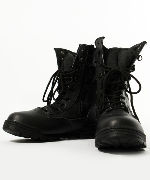 MIDORI ブラック ミリタリーブーツ 25 EEE MIDORI ブラック ミリタリー