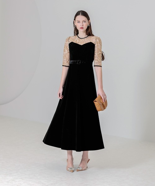 Leja（レジャ） ドレス 「LEJA」ビスチェ風ウエストベルト付き花柄