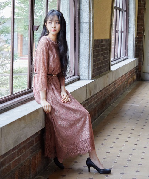 niana（ニアナ） ドレス 総レースポケット付き結婚式ワンピースドレス