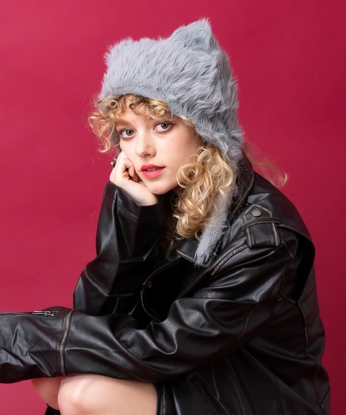 ニット帽 ニットキャップ an meets zakka ネコ耳イヤーフラップファー