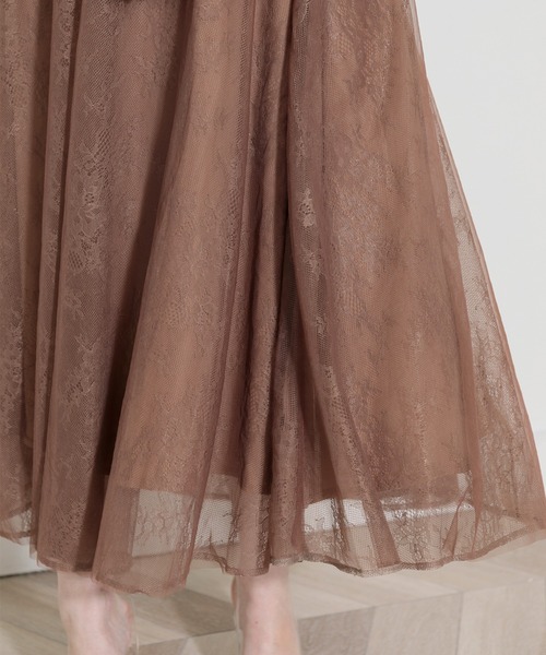 Leja（レジャ） ドレス 「LEJA」総レース花柄レイヤード配色フレア後ろ