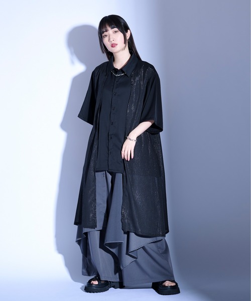 Ellno Loset（エルノロゼット） シャツ シアーレイヤードロングシャツ