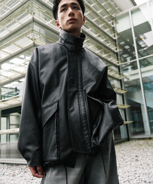 WYM LIDNM ブルゾン アウター ARTIFICIAL GRAIN MILITARY BLOUSON