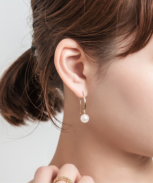 Jewel closet by L&Co. ピアス K18 アコヤパール フック ピアス 8mm