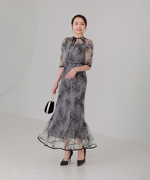 Leja（レジャ） ドレス 「LEJA」半袖花柄刺繍レースフロントバック