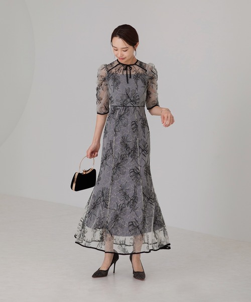 Leja（レジャ） ドレス 「LEJA」半袖花柄刺繍レースフロントバック