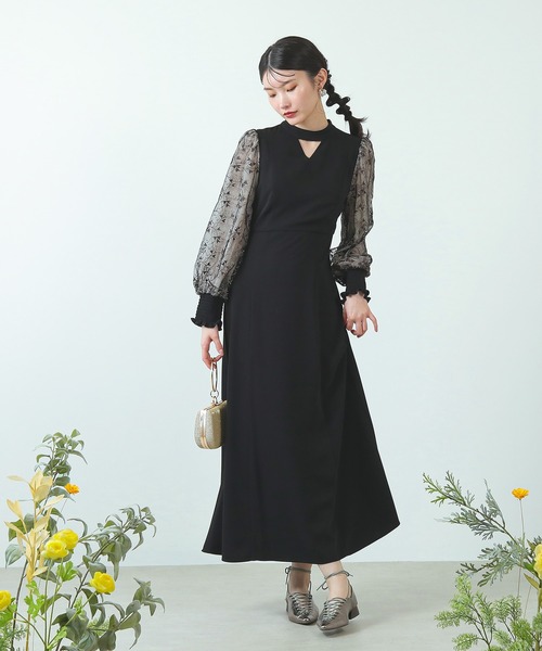 Kana ドレス 刺繍 シアー トライアングルデザイン エンブロイダリー