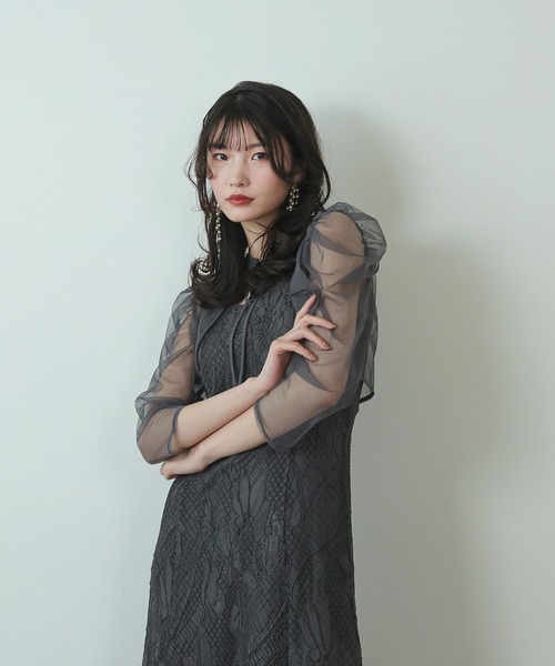 Kana ドレス チュールボレロ ざっくりレース 3way フレア キャミ