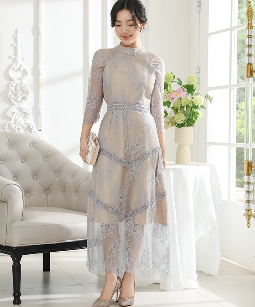Lace Ladies（レースレディース） ドレス プチハイネック 総レース 7分
