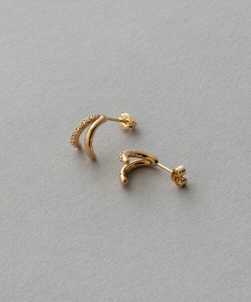 ete（エテ） ピアス ビジュー ダブルライン ピアス レディース