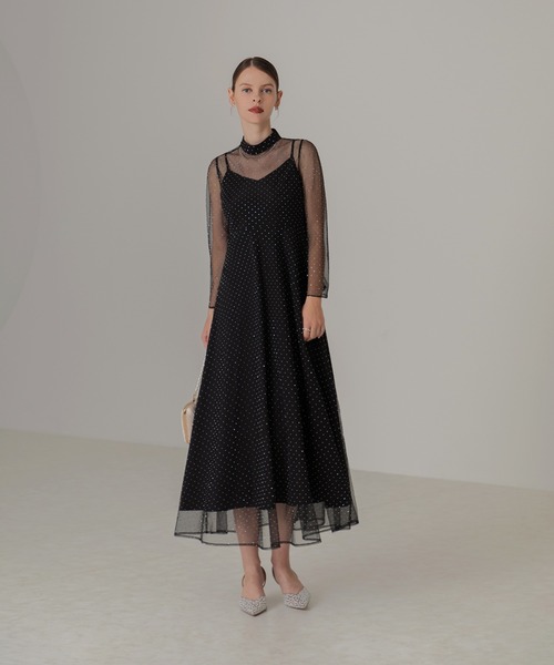 Leja（レジャ） ドレス 「LEJA」2wayドットストーンギャザーチュールA