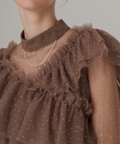 Leja（レジャ） ドレス 「LEJA」2wayドットストーンギャザーチュールA