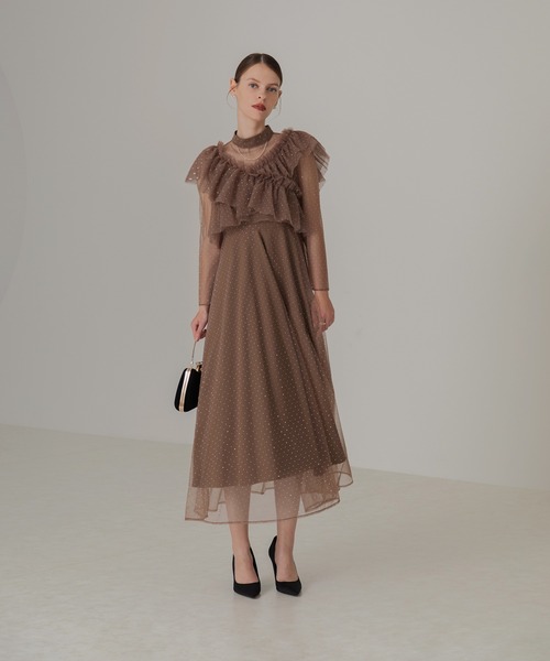 Leja（レジャ） ドレス 「LEJA」2wayドットストーンギャザーチュールA