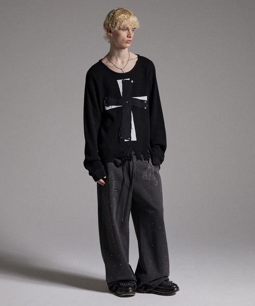 GRANCY tシャツ 「GRANCY」Cross Patch Damaged Thermal Longsleeve