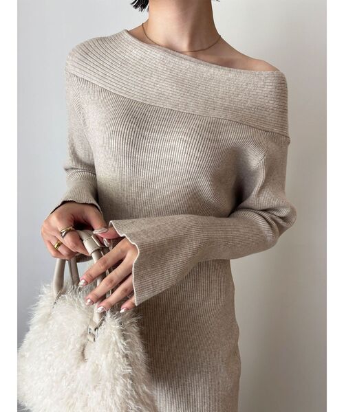 LAGUNAMOON（ラグナムーン） ワンピース オフショルリブニット