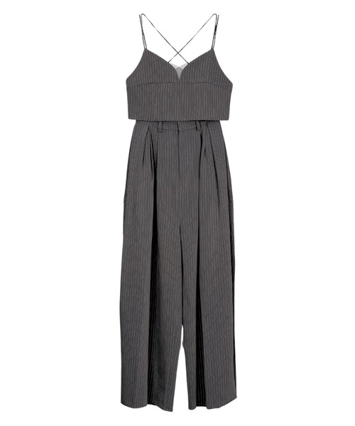 ANDRESD パンツドレス ピンストライプビスチェワイドパンツドレス