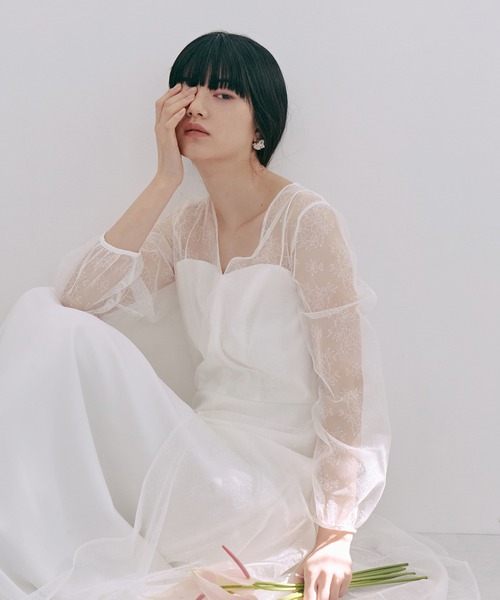 kaene（カエン） ドレス レース×シフォンドレス「white collection