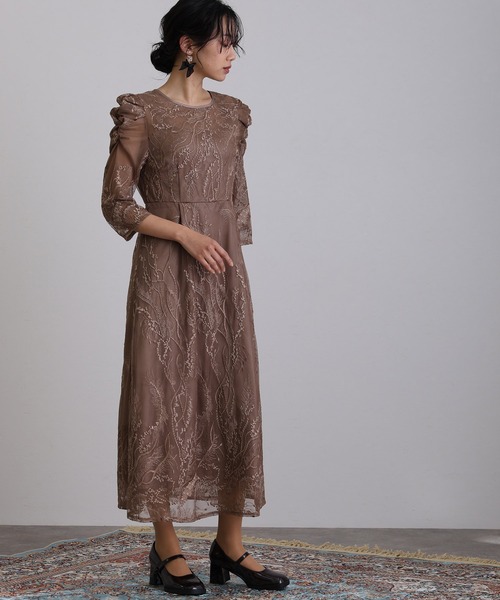 atlo（アトロ） ドレス ミモレ丈＆七分袖フォーマルシアーセレモニー