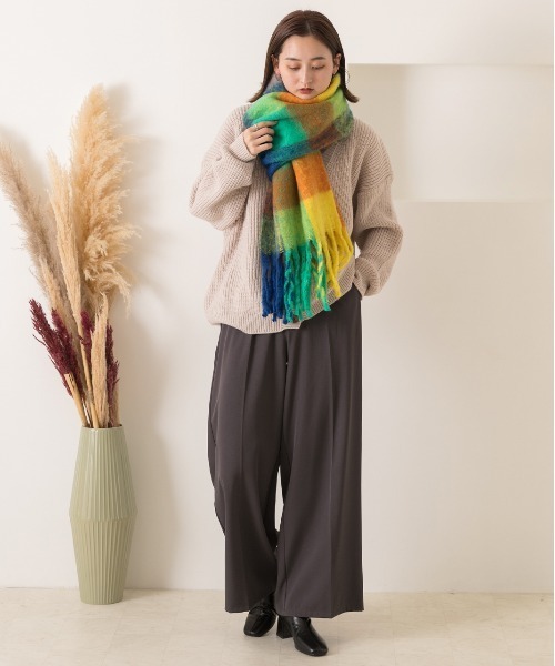 ad thie（アドティエ） ストール マフラー ふんわり起毛 チェック柄