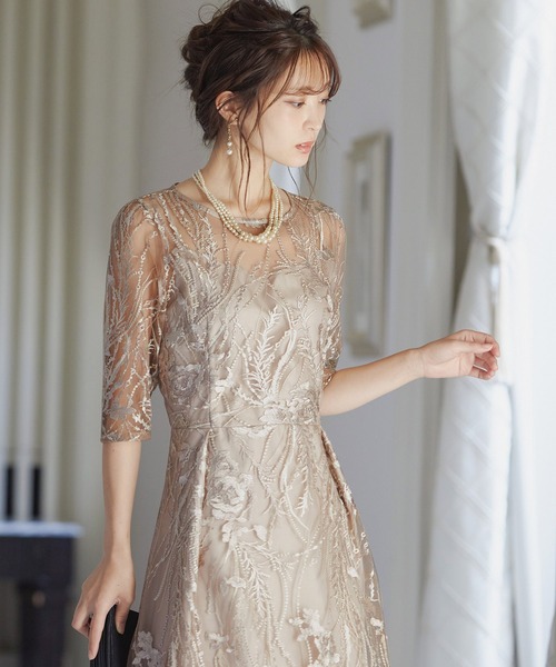 niana（ニアナ） ドレス 総レース バックリボン パーティードレス