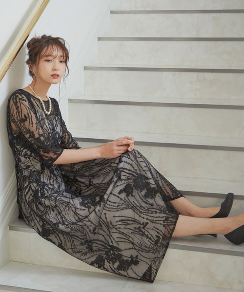 niana（ニアナ） ドレス 総レース バックリボン パーティードレス