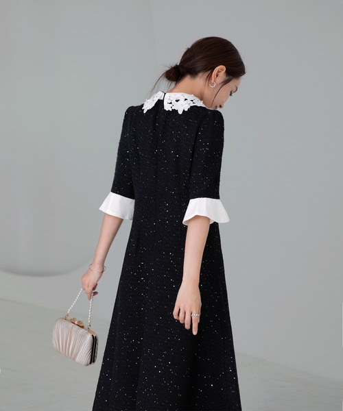 Leja（レジャ） ドレス 「LEJA」花柄レースカラースパンコール刺繍Aラ