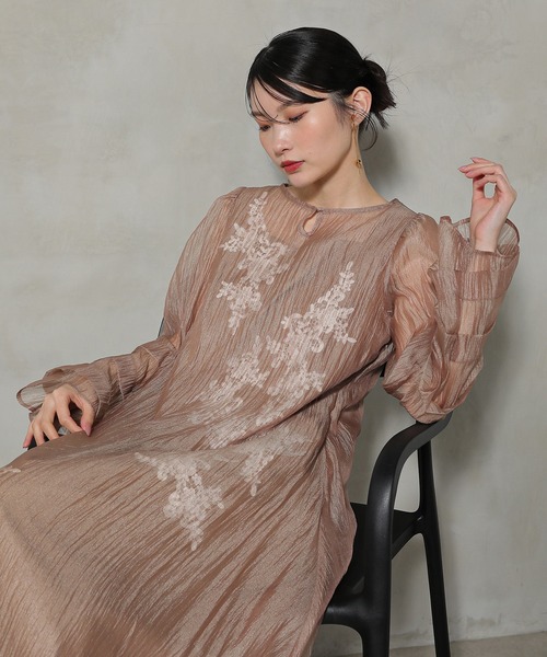 Kana ドレス モチーフレース シアー ワンピース パーティードレス 結婚