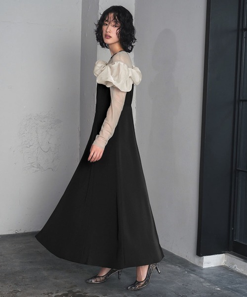 GIRL DRESS FOR NOW ドレス チュールフリル フレア ロング 結婚式