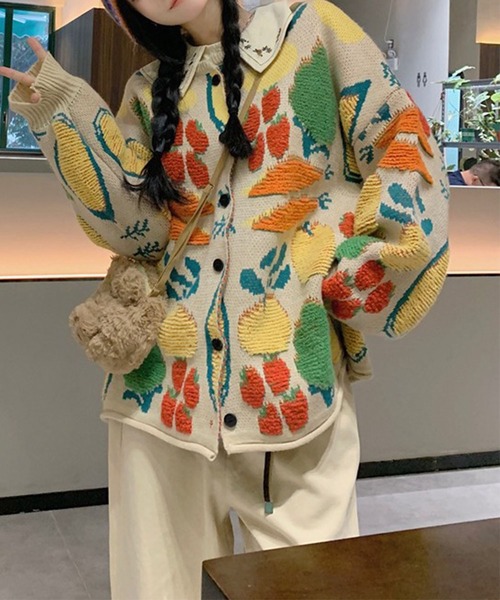 aimoha（アイモハ） カーディガン カラフル刺繍カーディガン