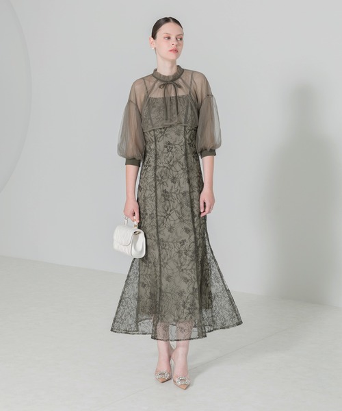 Leja（レジャ） ドレス 「LEJA」リボン付きパフスリーブシアーボレロ