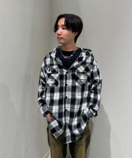 MEMORY パーカー 「MEMORY」オンブレチェック シャツパーカー / Ombre