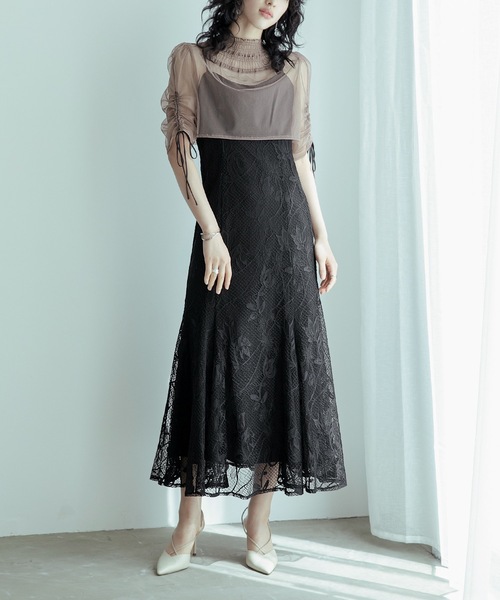 niana（ニアナ） ドレス チュールボレロレースキャミワンピレイヤード