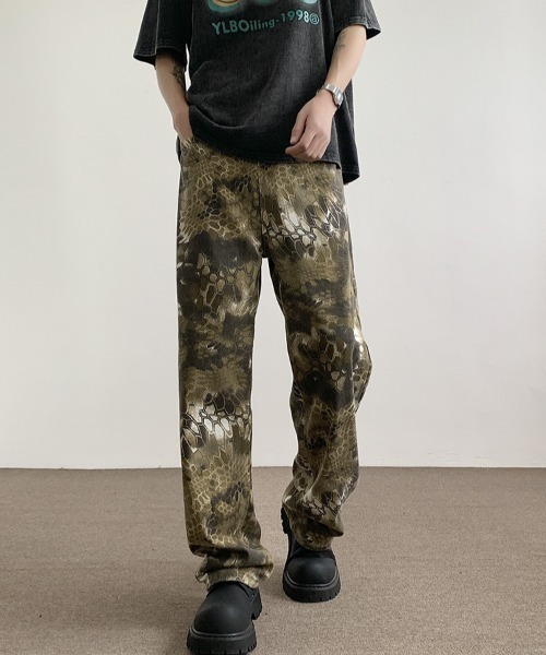 link lot ジーンズ ルーズシルエットスネークパターンワイドデニム