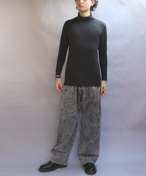 8 tシャツ 裏起毛ストレッチタートルネック メンズ レディース