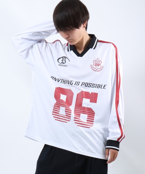 tシャツ サッカーユニフォームデザイン 長袖ロンT/フットボールTシャツ