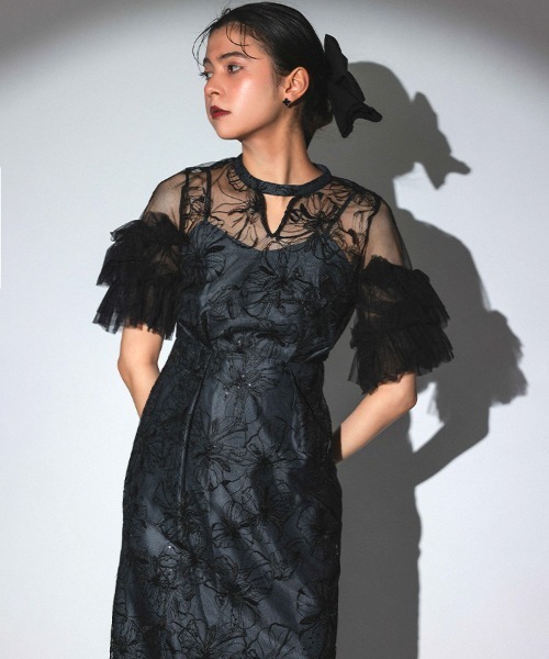 DONOBAN（ドノバン） ドレス 「ANDRESD」key neck embroidery dress