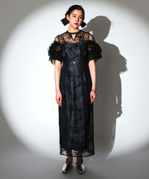 DONOBAN（ドノバン） ドレス 「ANDRESD」key neck embroidery dress