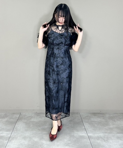 DONOBAN（ドノバン） ドレス 「ANDRESD」key neck embroidery dress