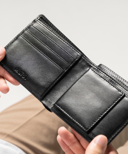 MURA（ムラ） 財布 やぎ革レザー 隠しポケット付 スリム 二つ折り財布
