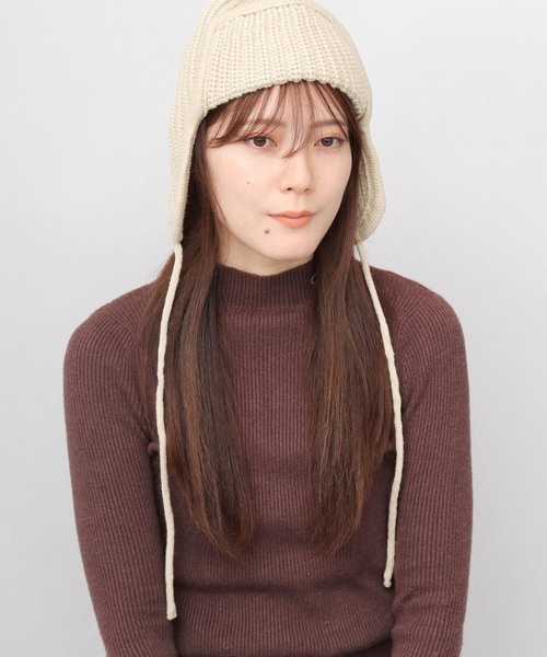 A.M.S. ニット帽 ニットキャップ リブニット フライトキャップ型