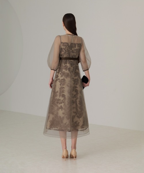 Leja（レジャ） ドレス 「LEJA」チュールパイピングリーフベルトA