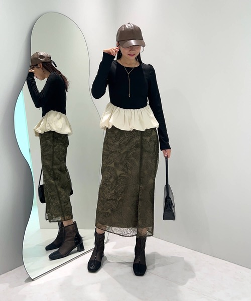 Leja（レジャ） ドレス 「LEJA」スパンコール刺繍ビジューボタンフレア