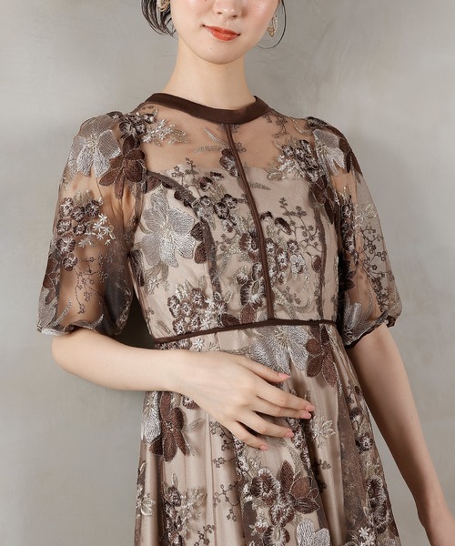 Kana ドレス シック フラワー刺繍 パーティー ドレス 結婚式 お呼ばれ