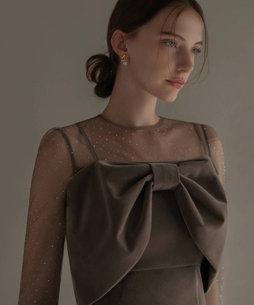 Leja（レジャ） ドレス 「LEJA」2WAYリボンビスチェドットストーン